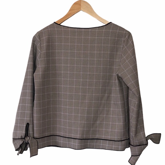 Zara Houndstooth Black & Brown Print Blouse - Picture 3 of 4